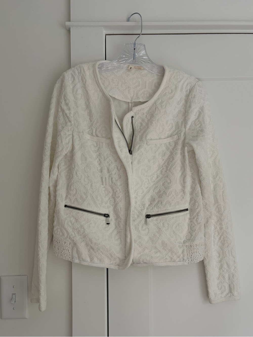 moth by anthropologie white patterned jacket
